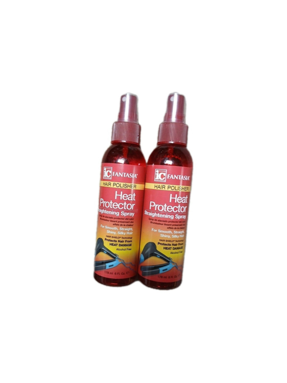 2 Lot Ic FANTASIA Hair Polisher Heat Protector Straightening Spray New 6 Oz